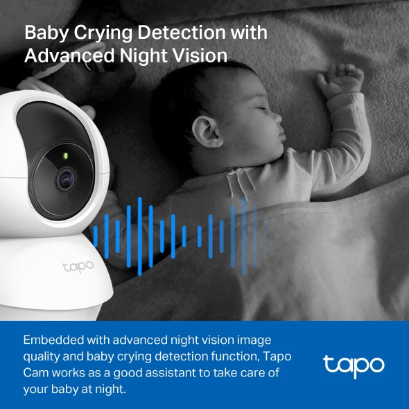 TP-Link Tapo C200C 1080p Indoor 360 Degrees Pan and Tilt Wireless WiFi IP Security CCTV Sale Hidden Camera Connect to Cellphone Two Way Audio with Mic and Speaker