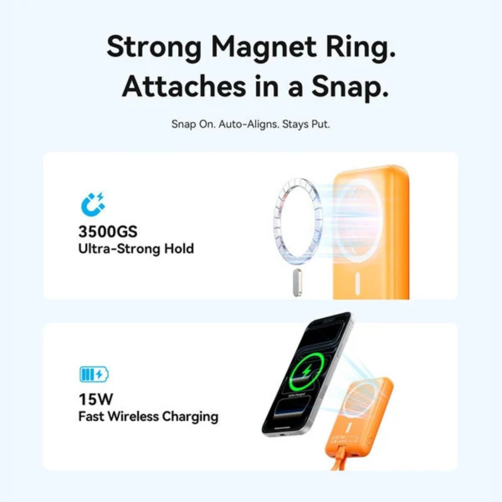 Vention 10000mAh 22.5W Magnetic Wireless Powerbank (1xUSB-C, 1xUSB-A) Gray FKQH0-TY