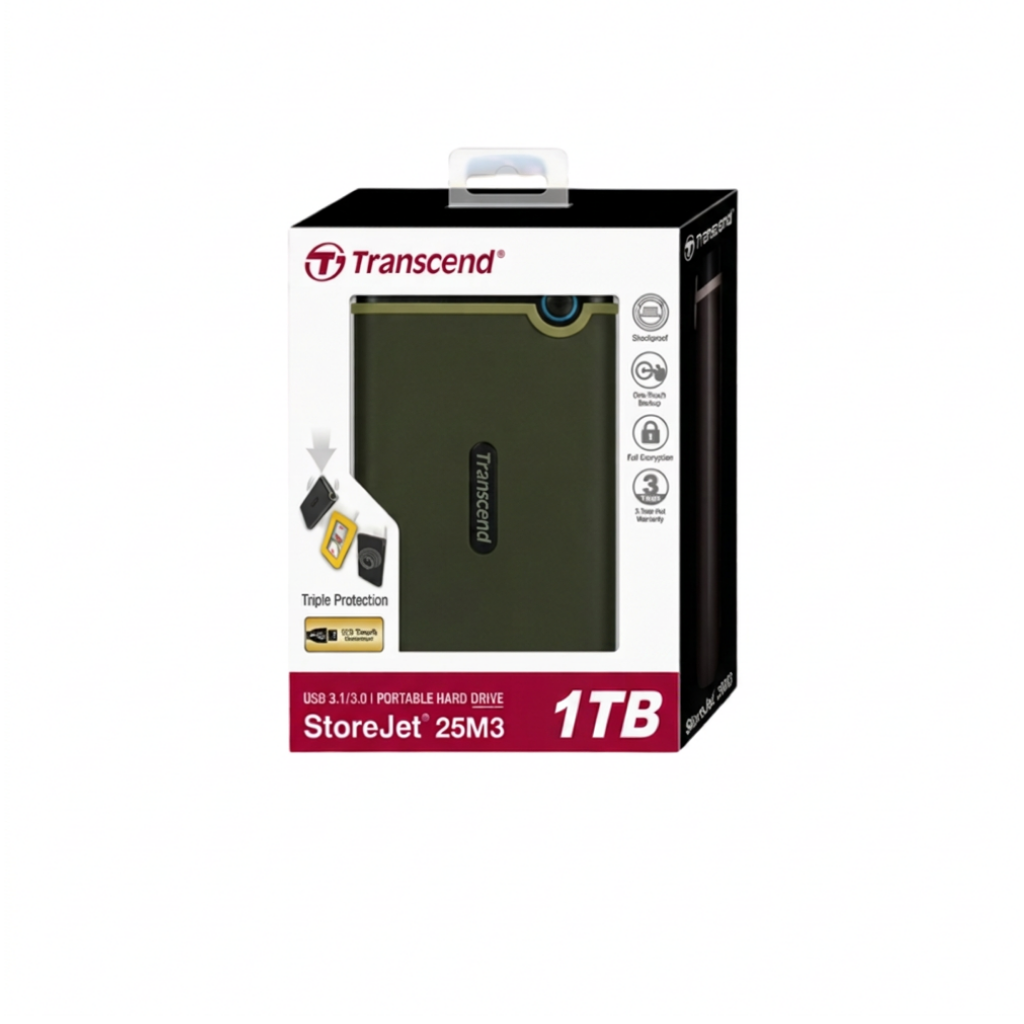 Transcend STOREJET M3 1TB Portable Slim Hard Drive ( Green TS1TSJ25M3G | Gray TS1TSJ25M3S )