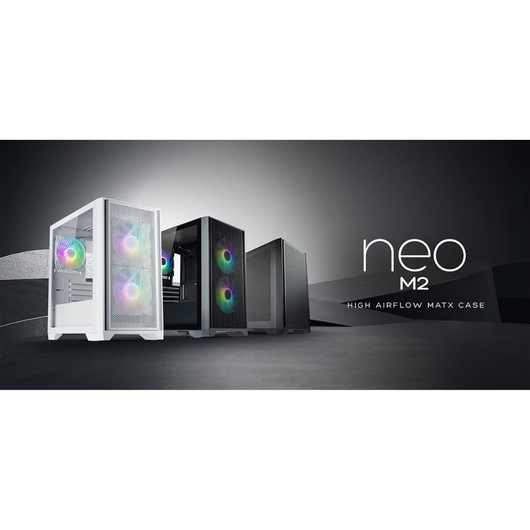 Tecware NEO M2 Steel Black Mesh mATX Case with 3X120mm Fans