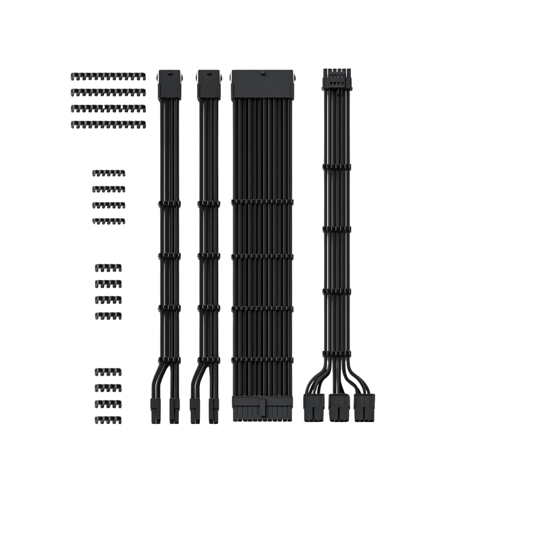 Asiahorse 12VHPWR 4 Kit PCIE 5.0 1-to-1 Sleeved Cable Kit Snow White/Kit Black