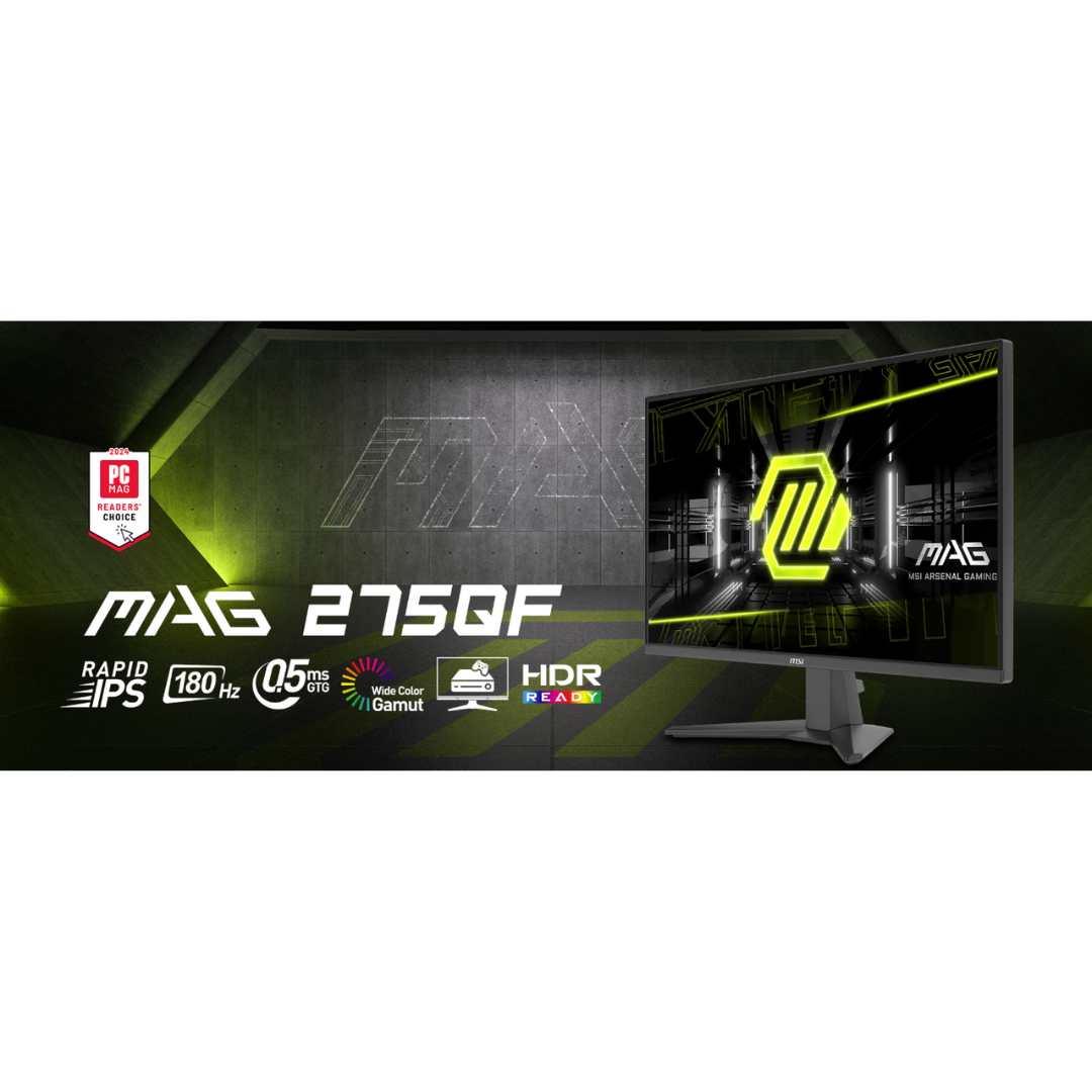 MSI MAG 275QF 27" WQHD (2560x1440) 180Hz 0.5ms GTG Rapid IPS Flat Gaming Monitor