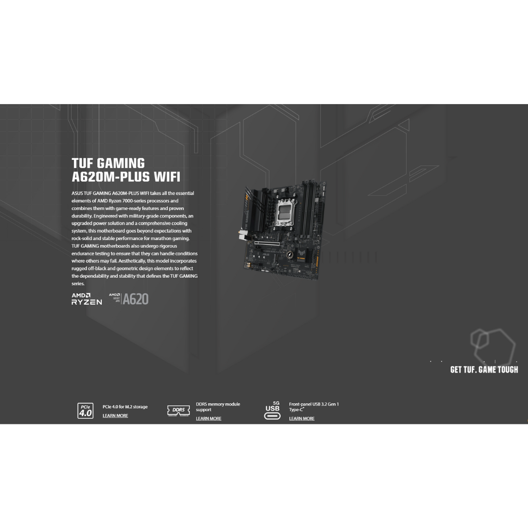 Asus TUF Gaming A620M-Plus WiFi (AM5) Motherboard
