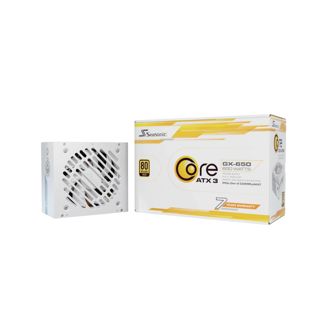 Seasonic Core GX-650 V2 GOLD 650watts WHITE ATX 3.1 & PCIe Gen 5 80+ Full Modular PSU SRP-CGX651
