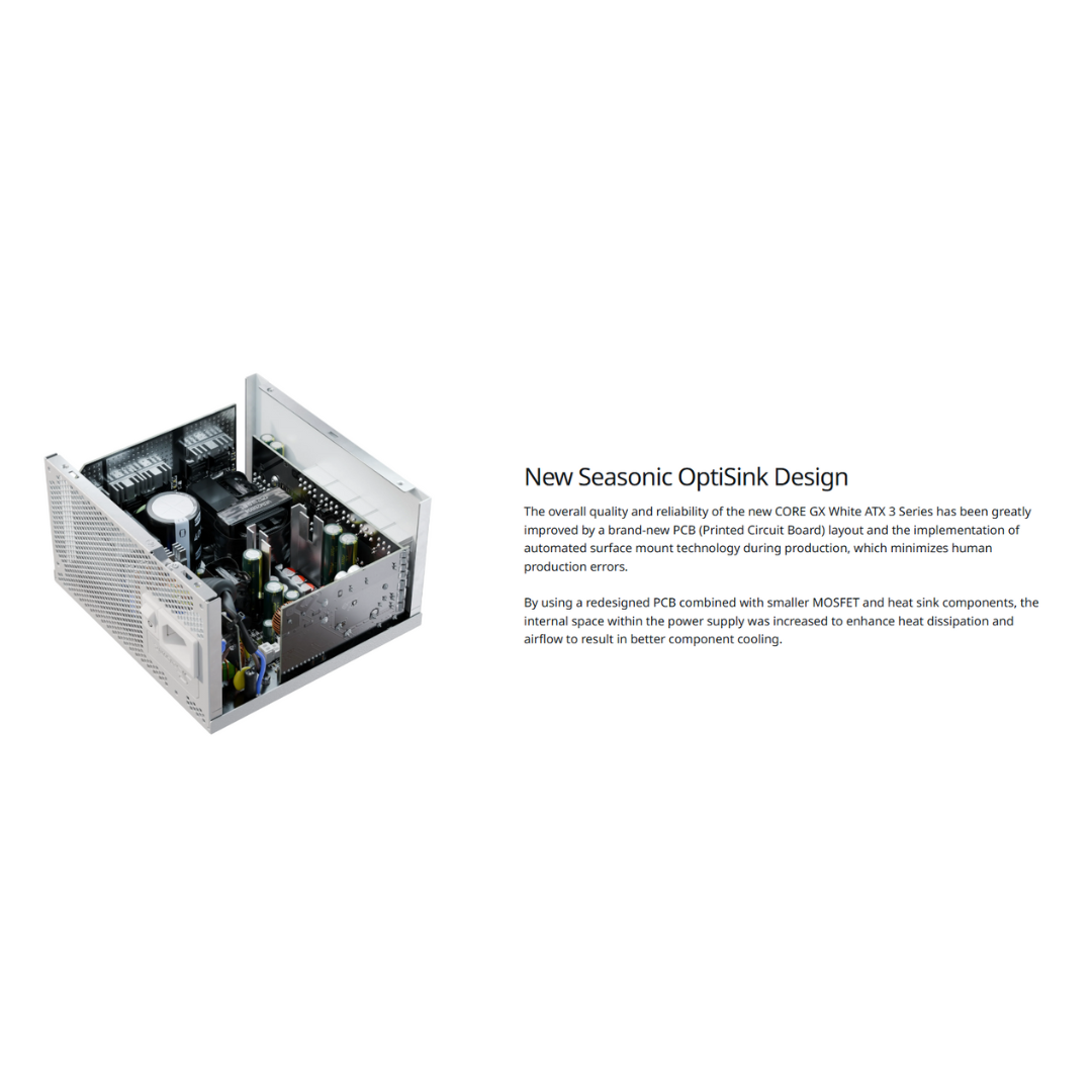 Seasonic Core GX-650 V2 GOLD 650watts WHITE ATX 3.1 & PCIe Gen 5 80+ Full Modular PSU SRP-CGX651