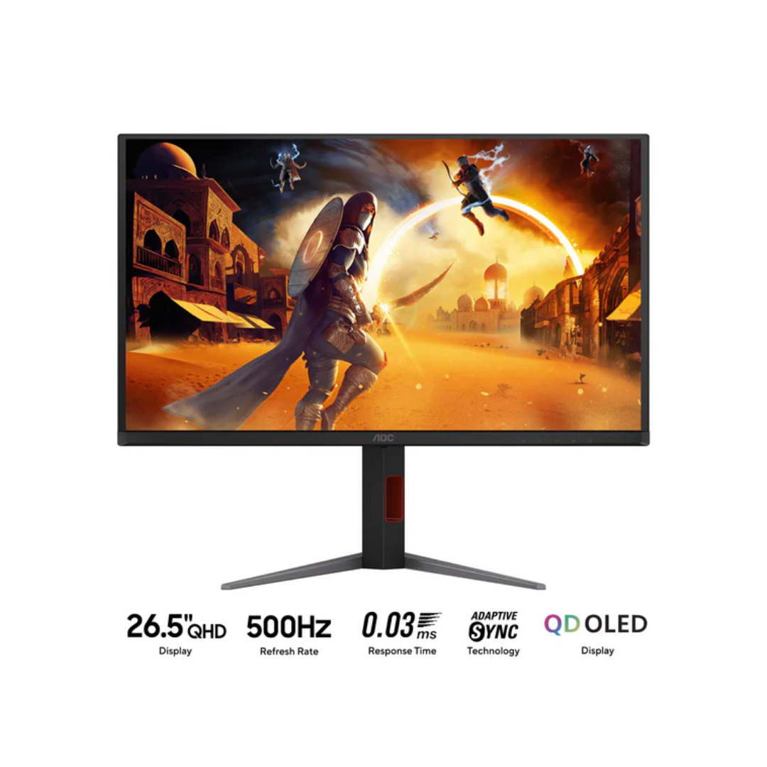 AOC Q27G4KD 26.5" QD-OLED 500Hz QHD 2560x1440 0.03ms Adaptive-Sync Gaming Monitor with Tilt, Height & Swivel Adjustment