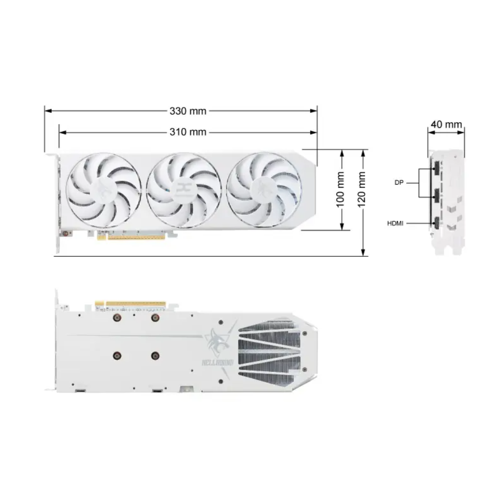 PowerColor Hellhound RX 9060 XT OC 16GB White GDDR6 Graphics Card Spectral White RX9060XT 16G-L/OC/WHITE