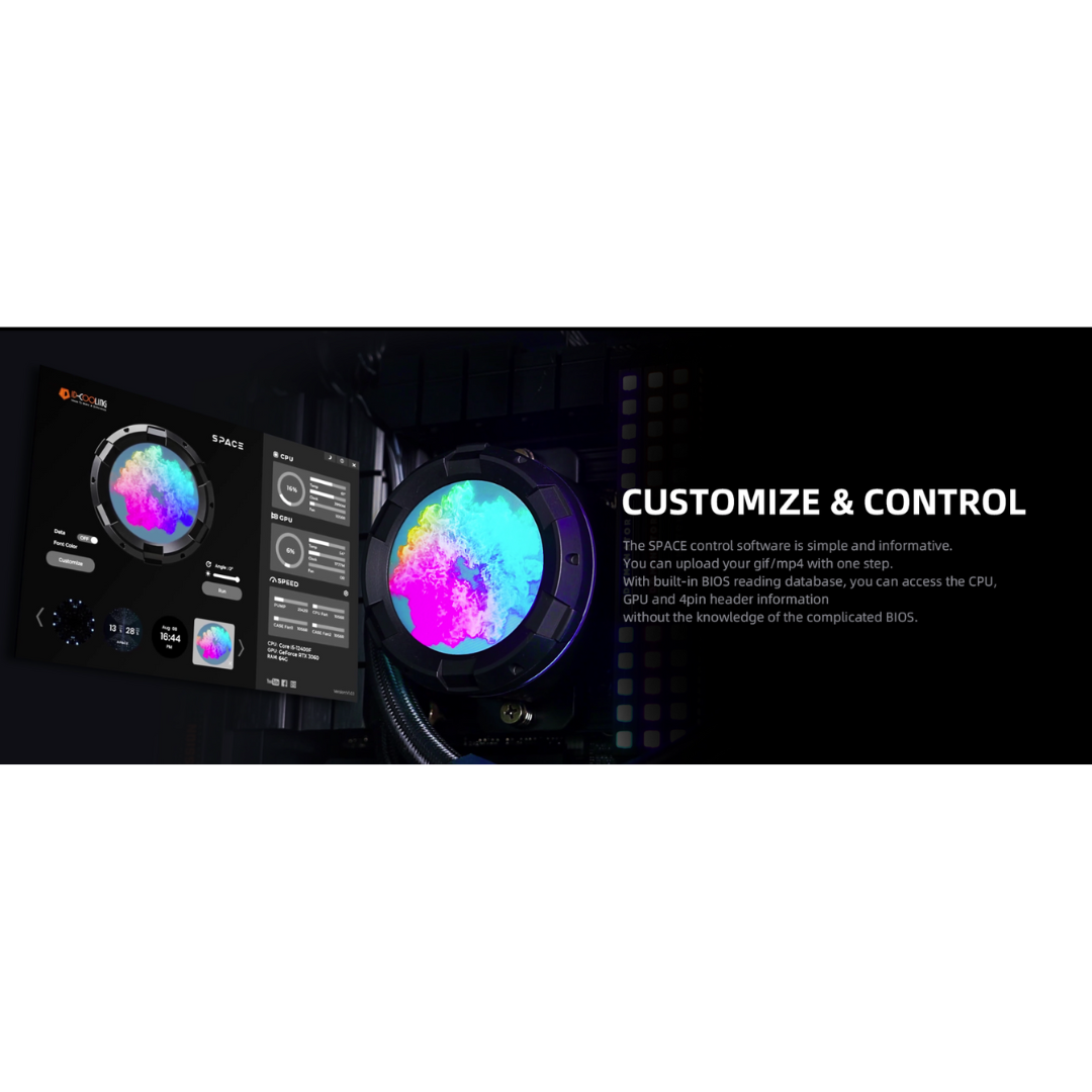 ID Cooling Space SL360 XE aRGB Black 360mm AIO Cooler LCD display