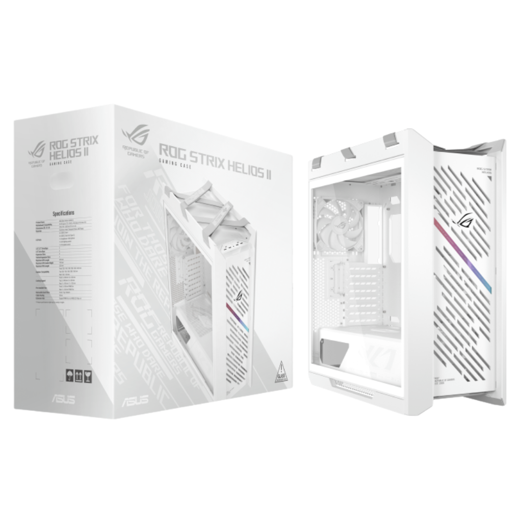 Asus ROG Strix Helios II GX601S EATX Mid-Tower PC Gaming Case with Dual Tempered Glass Side Panels (Black | White)
