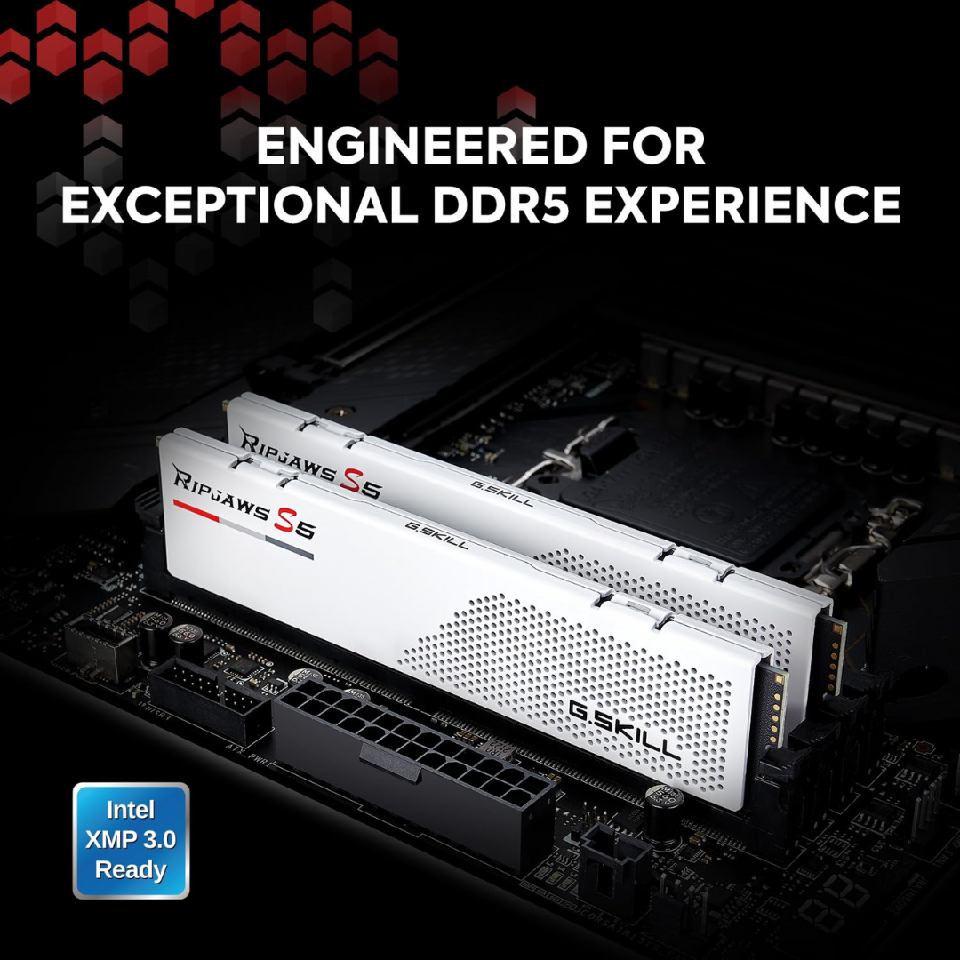 G.Skill Ripjaws S5 32GB 16GX2 DDR5 6000MT/s Silver Desktop Memory F5-6000J3238F16GX2-RS5W