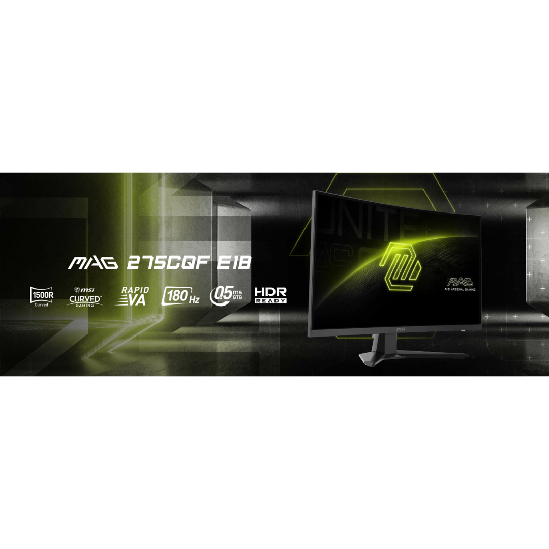 MSI MAG 275CQF E18 27" Curved VA 180Hz 2560X1440 0.5ms Gaming Monitor