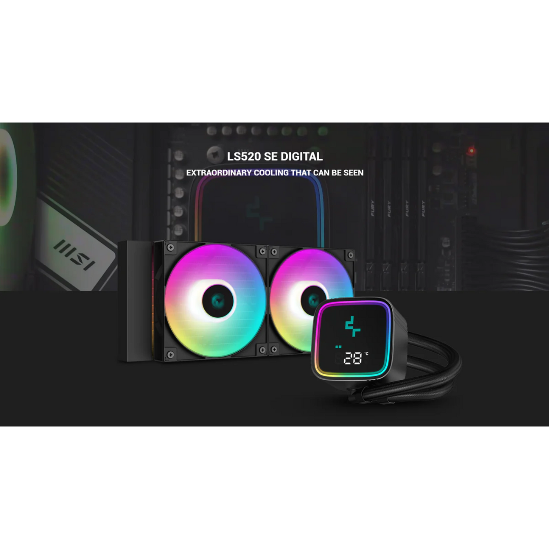 Deepcool LS520 SE Digital 240mm Black Liquid Cooler with Status Display R-LS520-BKAMMD-G-1