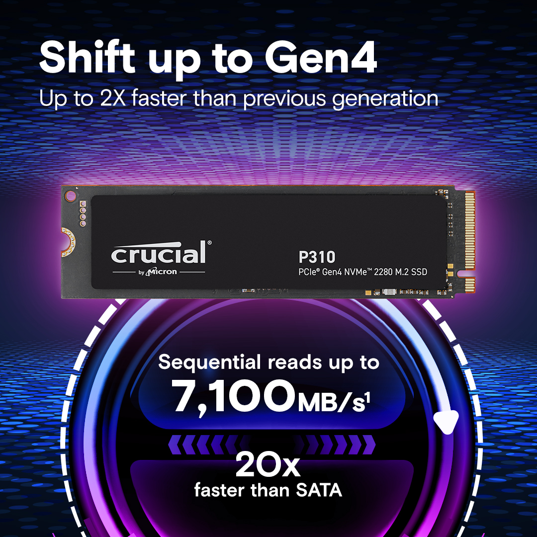 Crucial P310 M.2 1TB Gen4 NVMe PCIe 2280 SSD CT1000P310SSD8