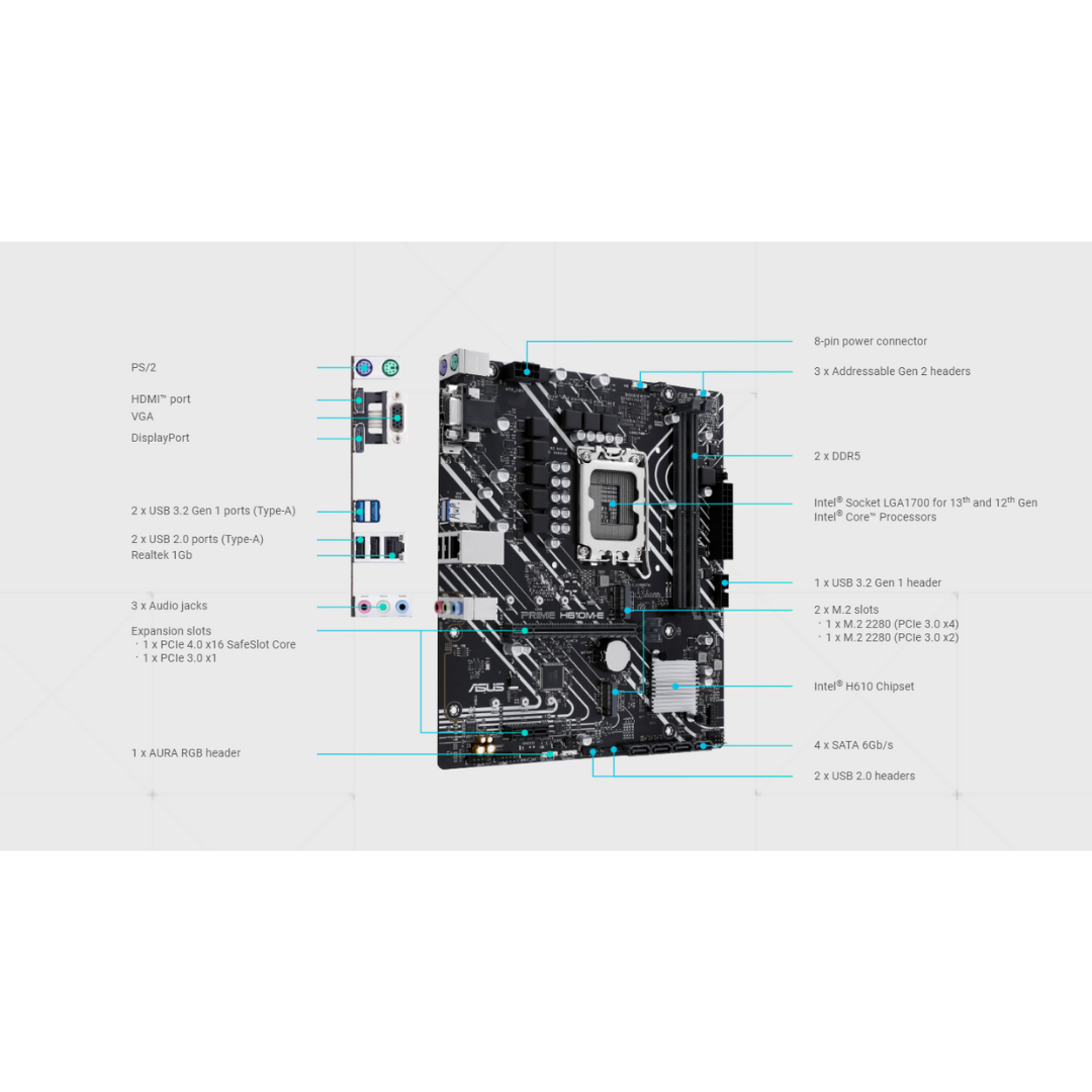 Asus Prime H610M-E DDR5 (LGA 1700) Motherboard