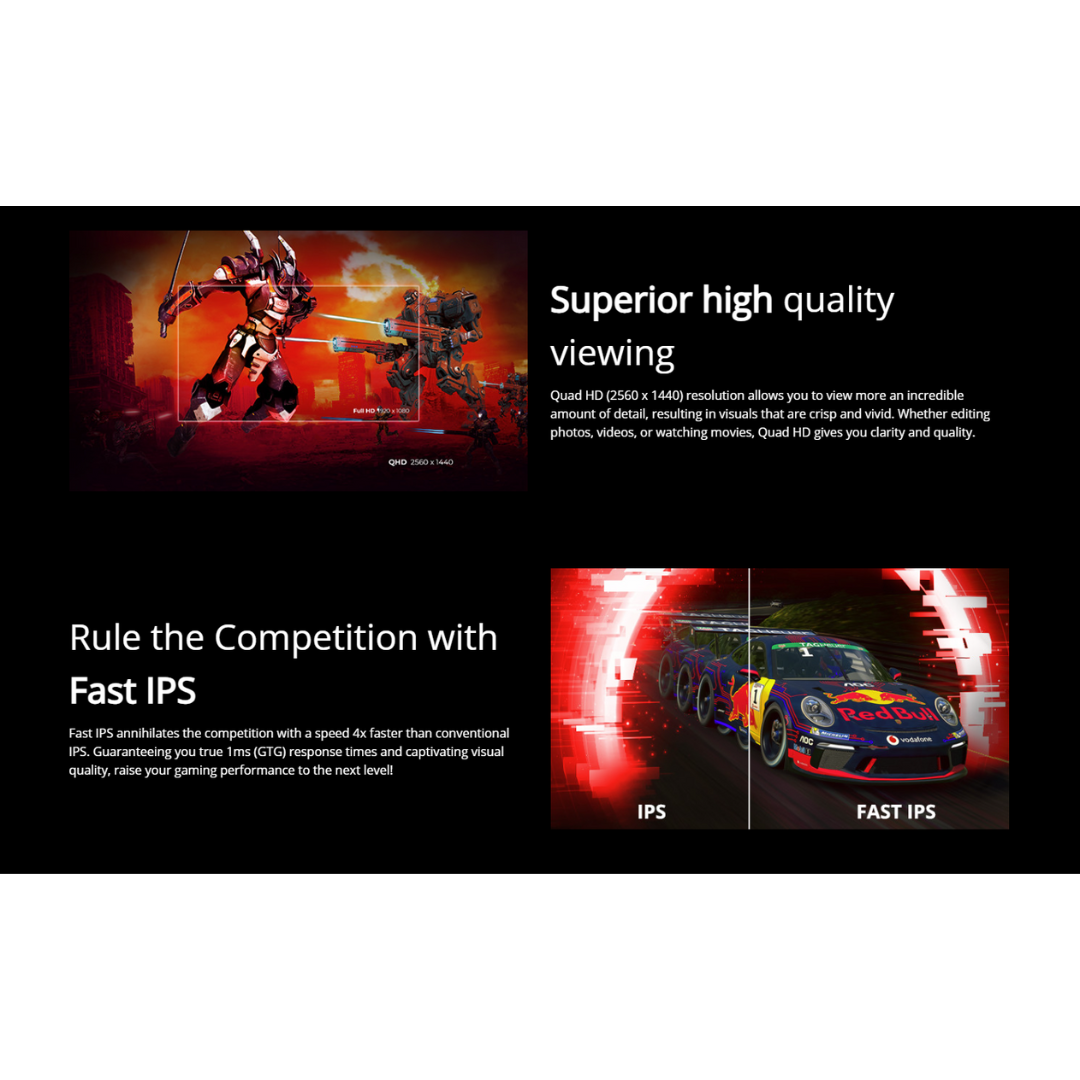 AOC Q27G11E 27" Fast IPS 180Hz QHD (2560x1440) 0.5ms (MPRT) / 1ms (GTG) Adaptive Sync Gaming Monitor