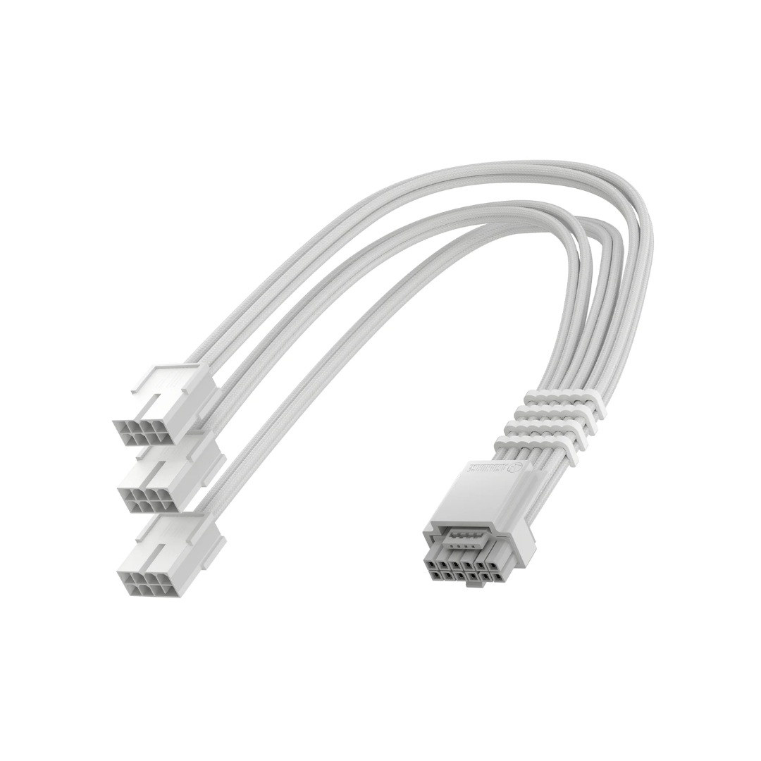 Asiahorse 12VHPWR 4 Kit PCIE 5.0 1-to-3 Sleeved Cable Kit Snow White/Kit Black