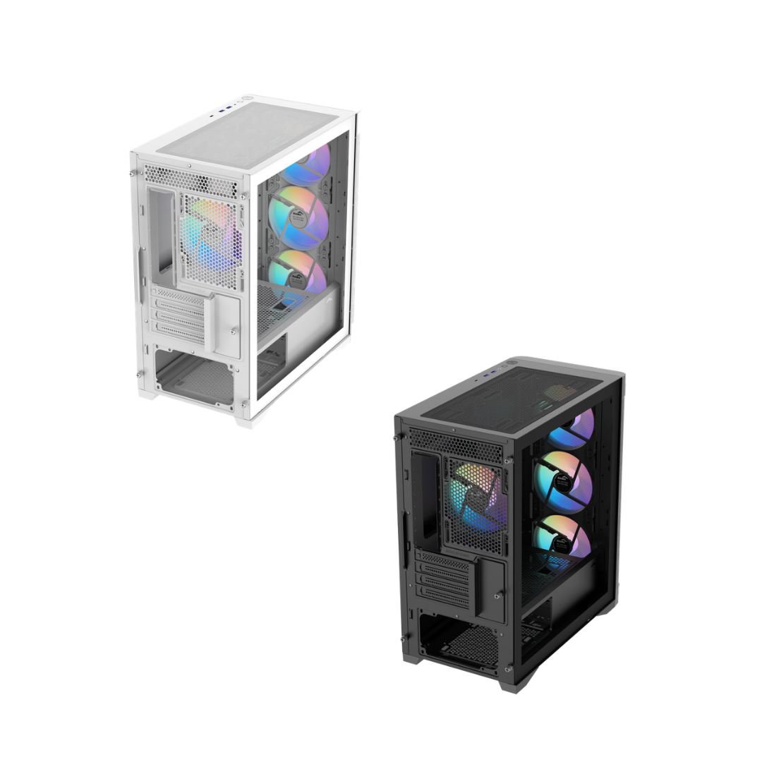 Sama S31 High Airflow mATX MicroTower Case + 4 ARGB Fans (Black S31-BKMMA4X1-GL | White S31-WHMMA0X1-GL)