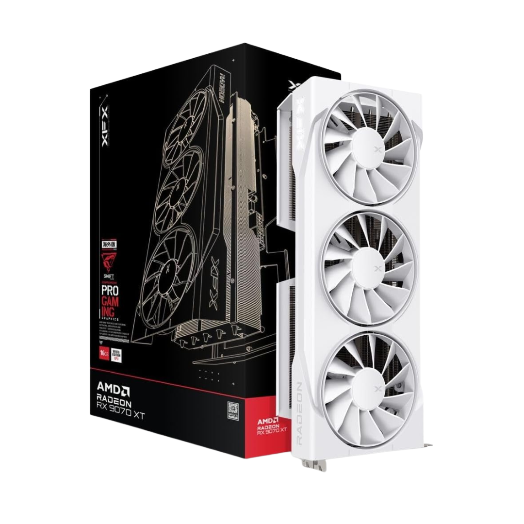 XFX Swift RX 9070 XT Pro Gaming 16GB Triple Fan White GDDR6 RX-97TSWF3W9 Graphics Card