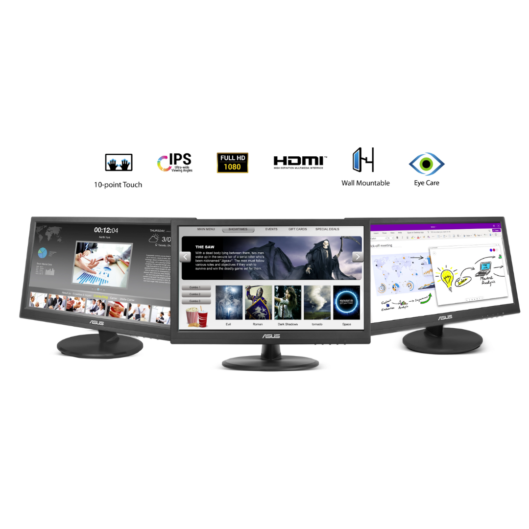 Asus VT169HE 15.6" FHD (1920x1080) 60Hz 5ms(GTG) IPS Touch Monitor with Tilt Adjustment