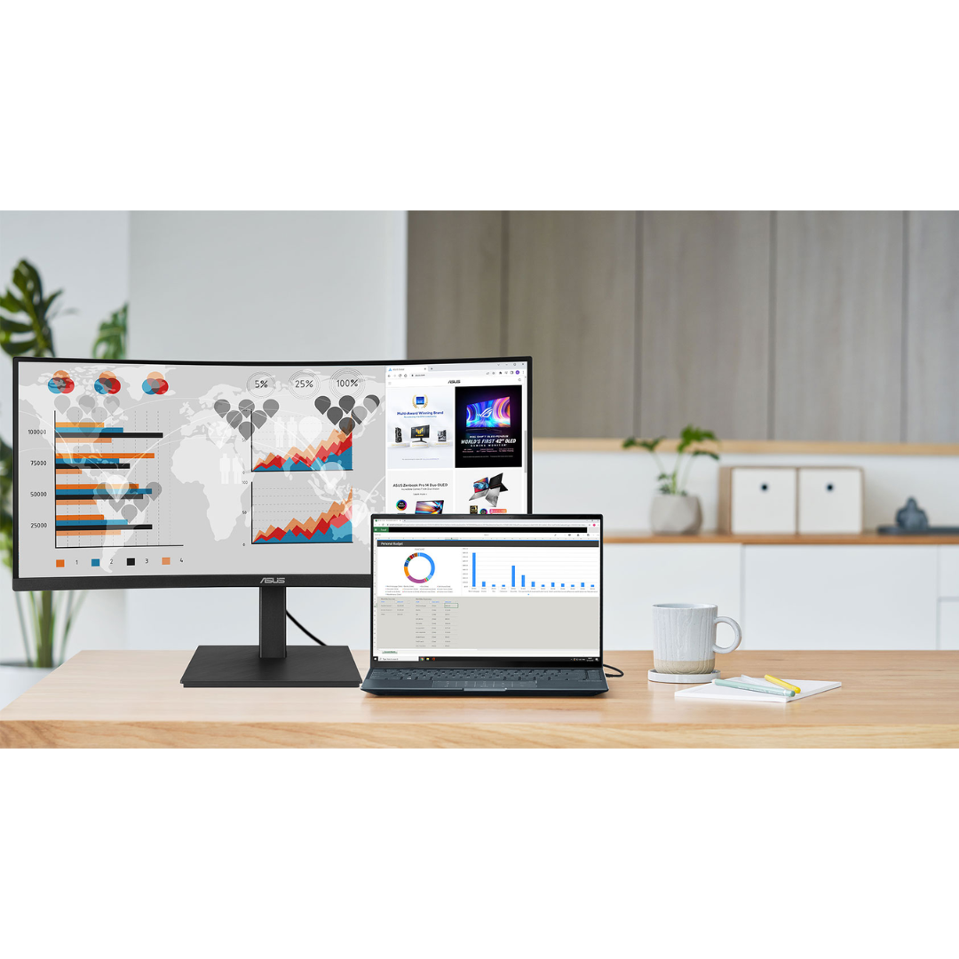 Asus VA34VCPSR 34" Curved VA 100Hz WQHD (3440X1440) 4ms(GTG) USB-C Docking Monitor