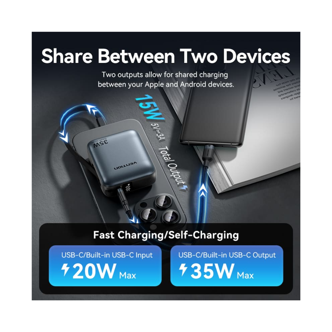Vention 10000mAh 35W Compact and Portable Air Travel Friendly Power Bank USB-C ( FHEH0-TY )