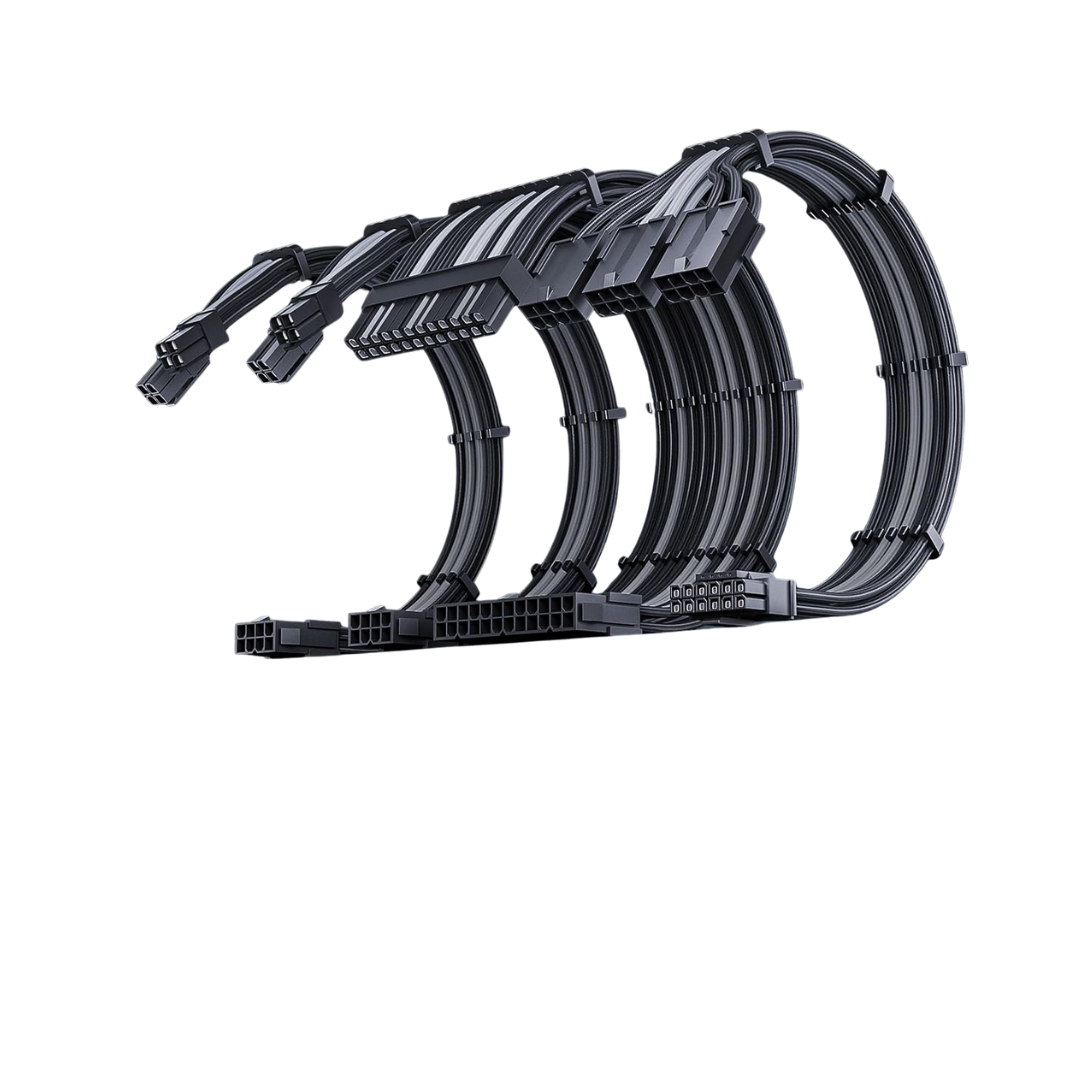 Asiahorse 12VHPWR 4 Kit PCIE 5.0 1-to-3 Sleeved Cable Kit Snow White/Kit Black