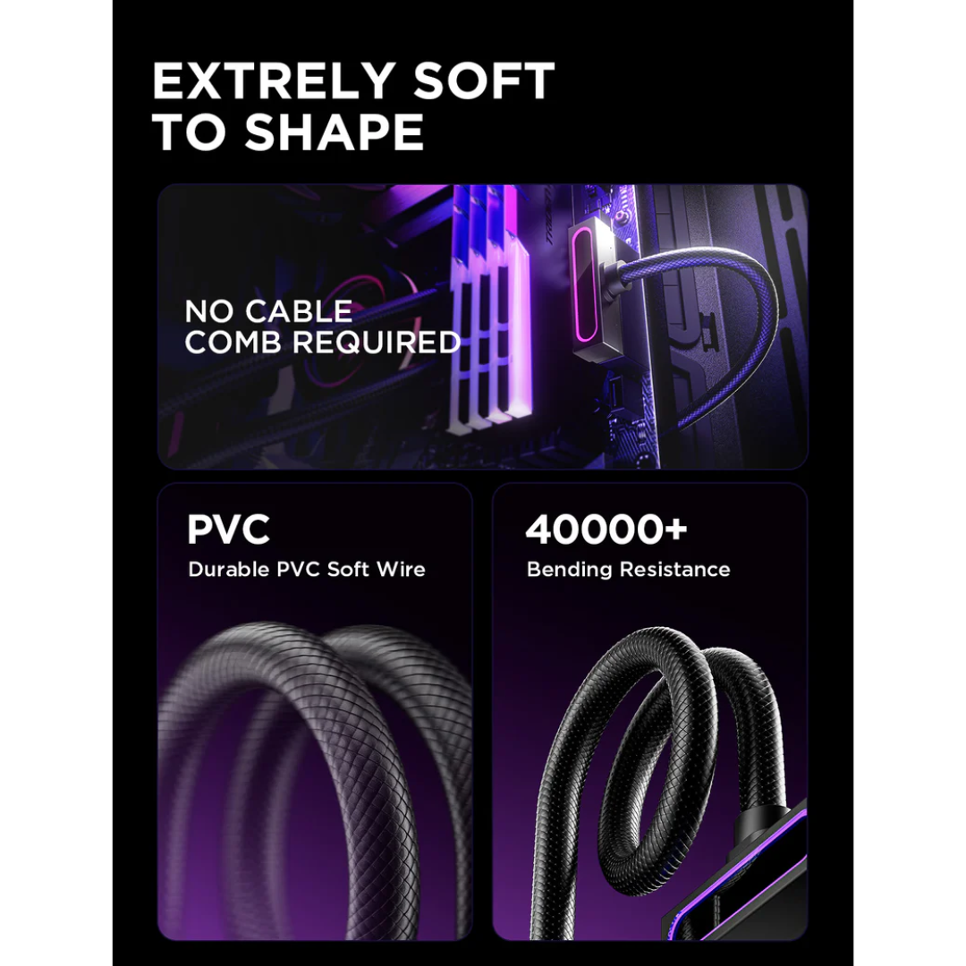 Asiahorse Hydrus ARGB PSU Extension Cable 24PIN 30CM Motherboard (Black/White)