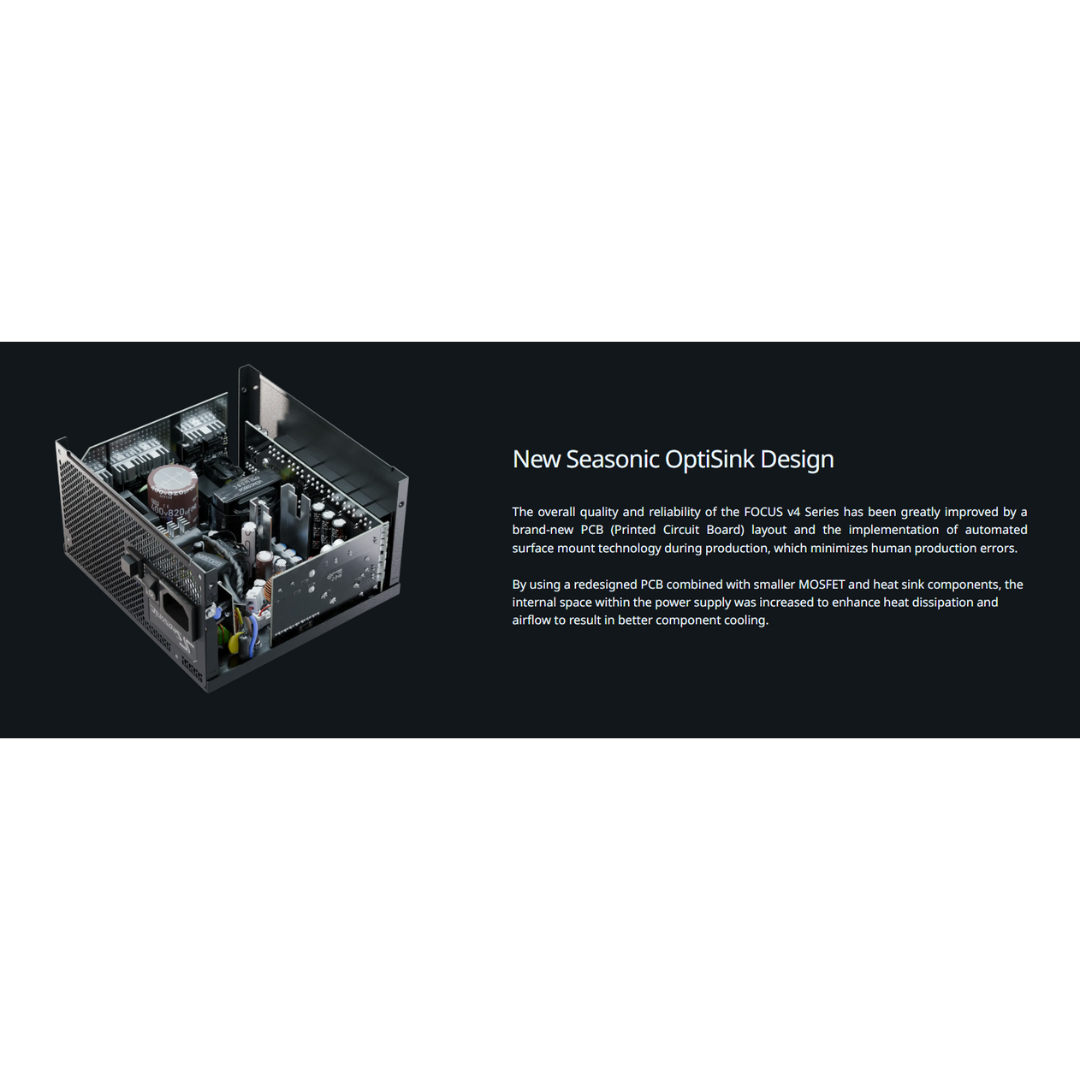 Seasonic Focus GX-1000 GOLD 1000W 80+ ATX 3.1 & PCIe5 Fully Modular Power Supply SRP-FGX102-A5A32SF