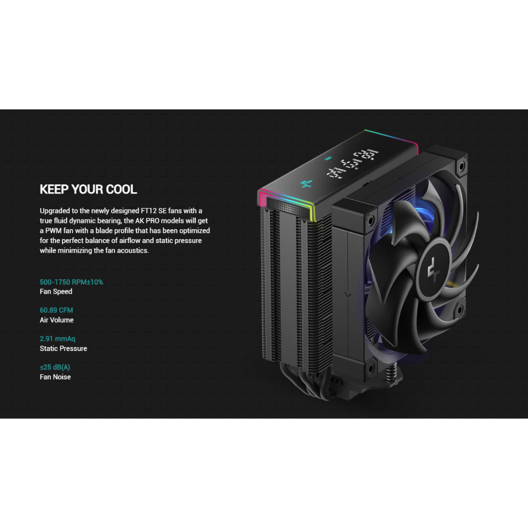 Deepcool AK400 Digital Pro Black CPU Cooler with A Multi-line Display R-AK400-BKAPMN-G