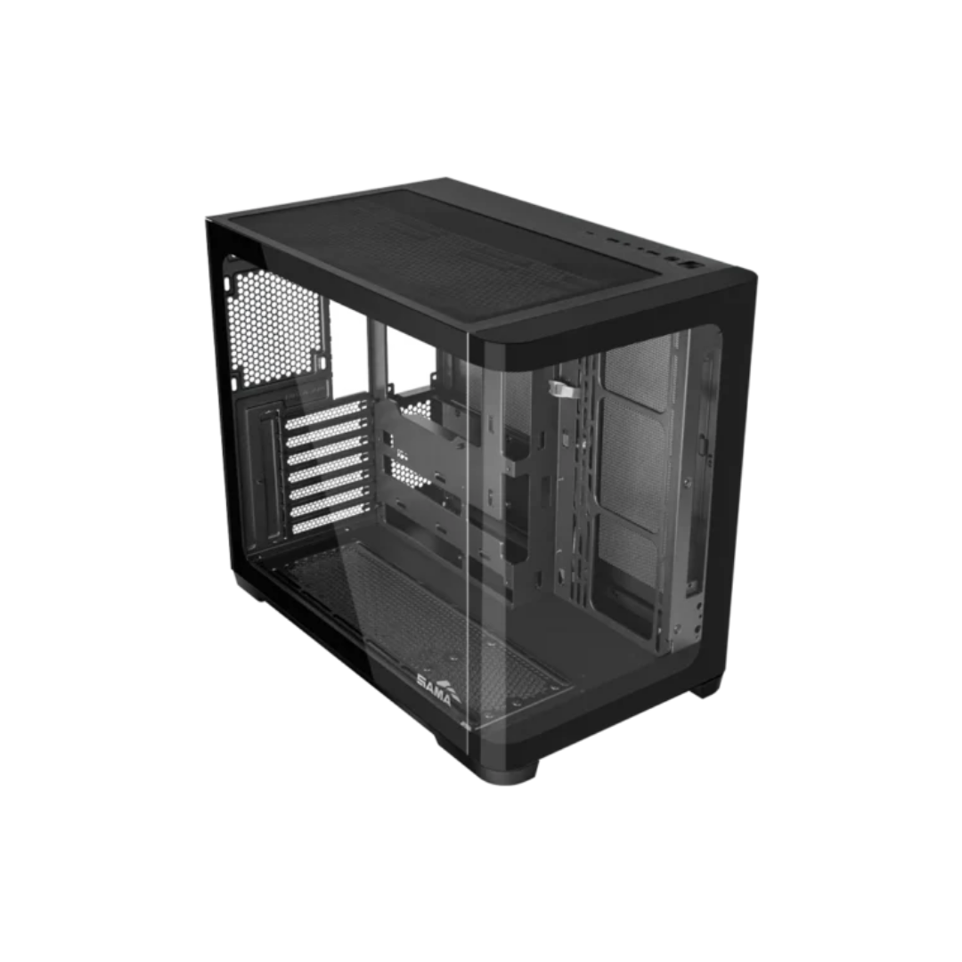 Sama V60E Black Dual-Chamber TG ATX MidTower Case V60E-BKADA0X1-GL