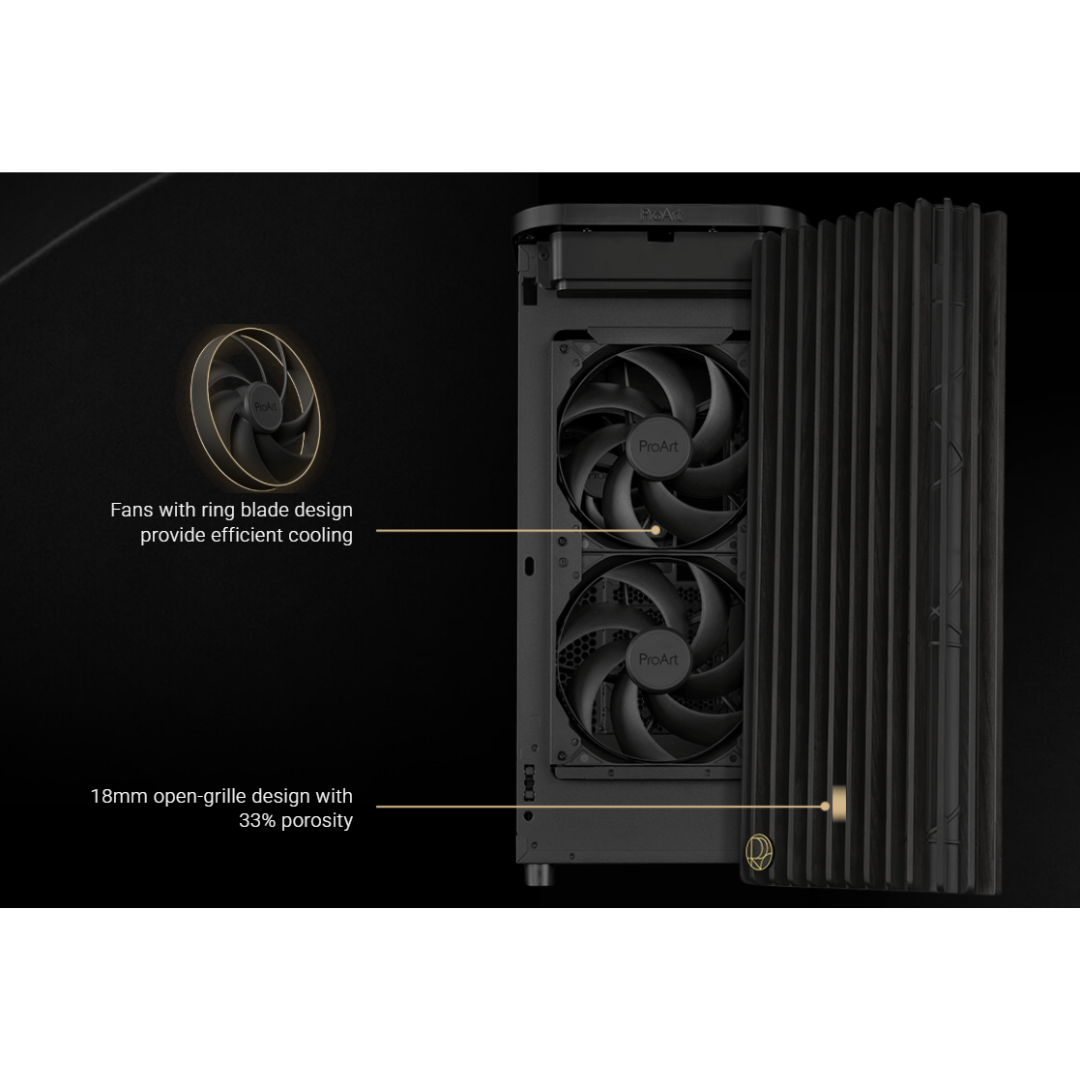 Asus ProArt PA401 Wood PWM TG Black USB3 1C 2A ATX PC Case