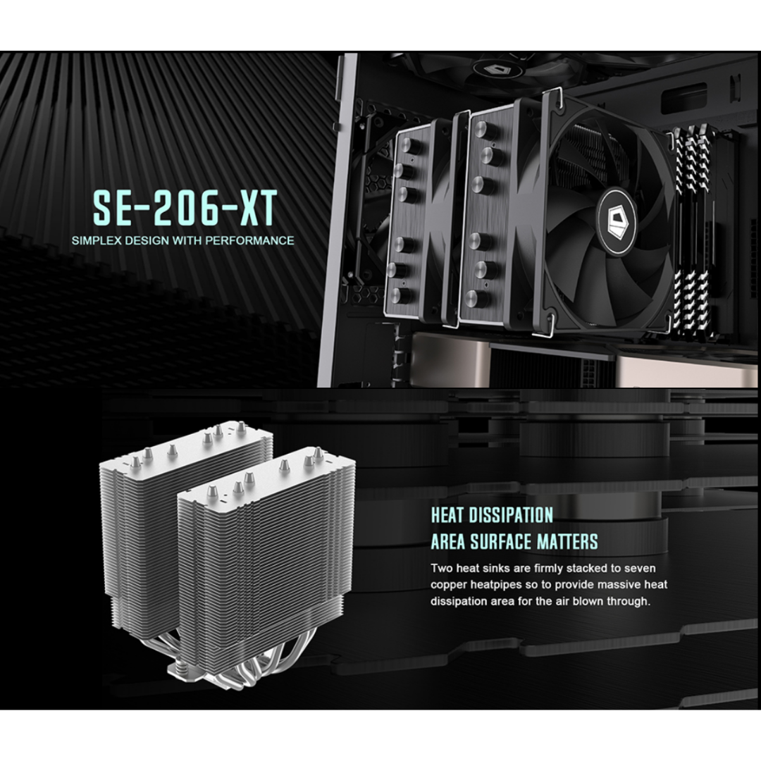 ID Cooling SE-206 XT White Air Cooler Twin Tower Fan ID-CPU-SE-206-XT-WHITE