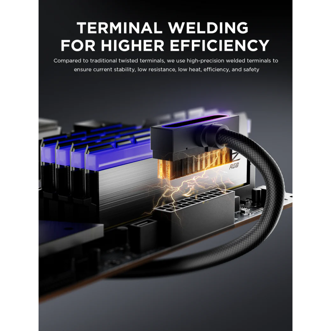 Asiahorse Hydrus ARGB PSU Extension Cable 8PIN 30CM CPU (Black/White)