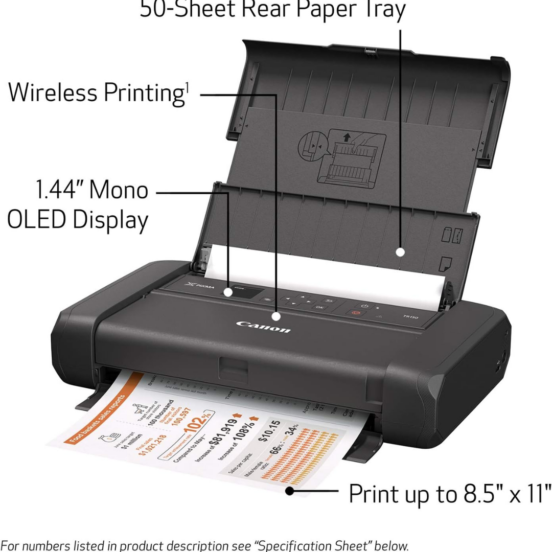 Canon PIXMA TR150 Portable Wireless Printer with Easy Direct Connection