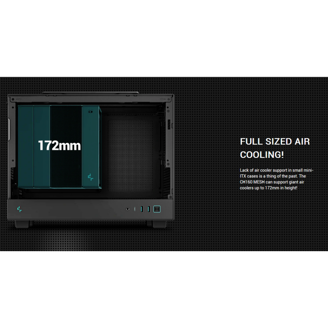 Deepcool CH160 MESH Ultra Mini-ITX Portable High Flow PC Case (Black | White)