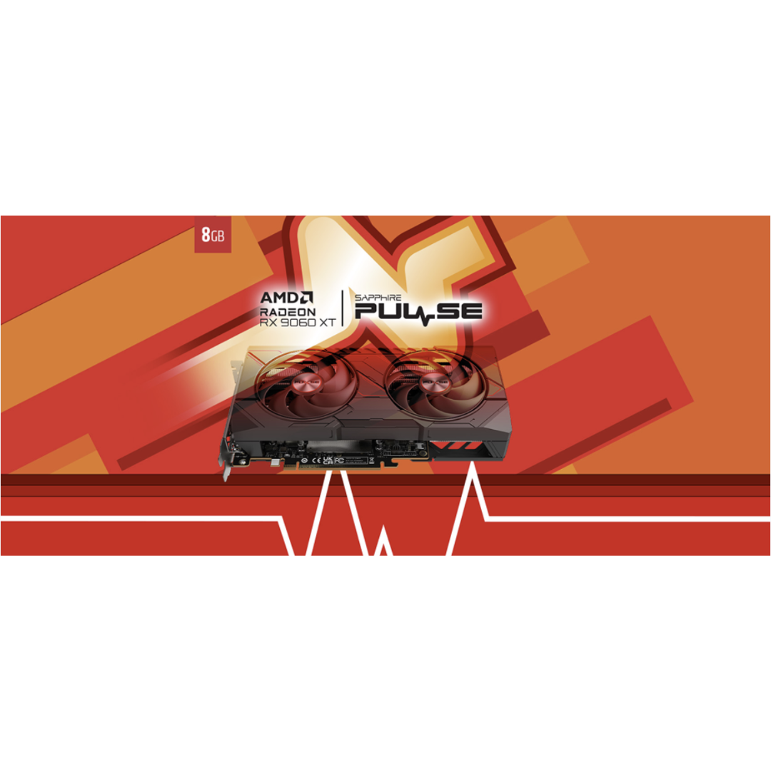 Sapphire PULSE AMD Radeon RX 9060 XT Gaming OC 8GB DUAL HDMI / DP LITE SPR-11350-04-20G Graphics Card