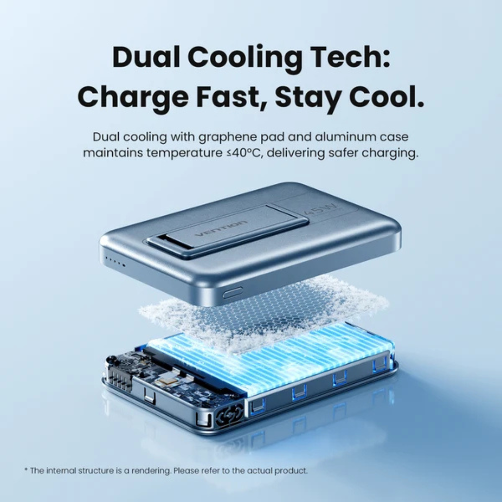 Vention QI2.2 10000mAh 25W Magnetic Wirelesss Power Bank Gray JP387PRO