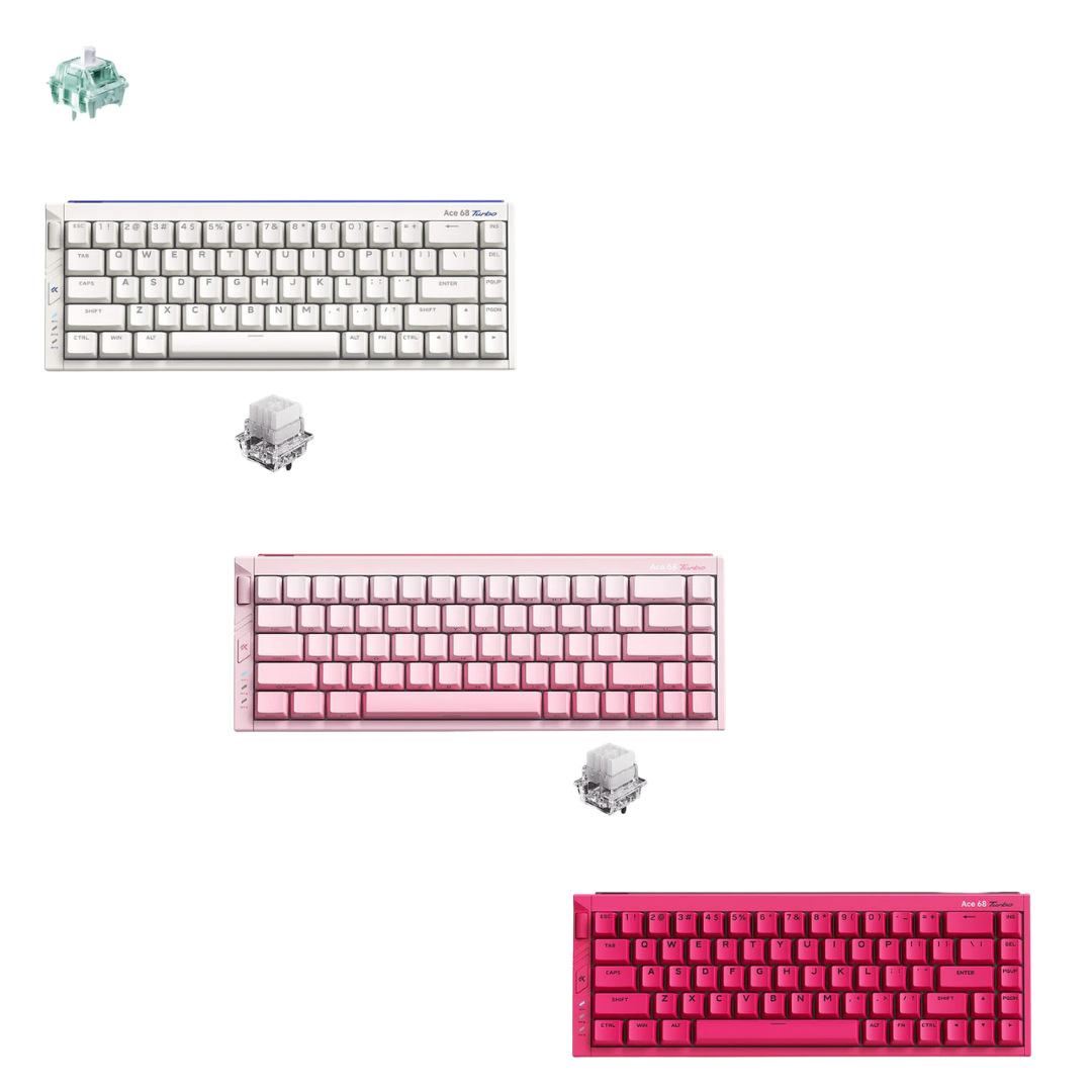 MCHOSE Ace 68 Turbo 16K Polling Rate Full Aluminum Esports Hall Effect Keyboard (White | Pink | Red)