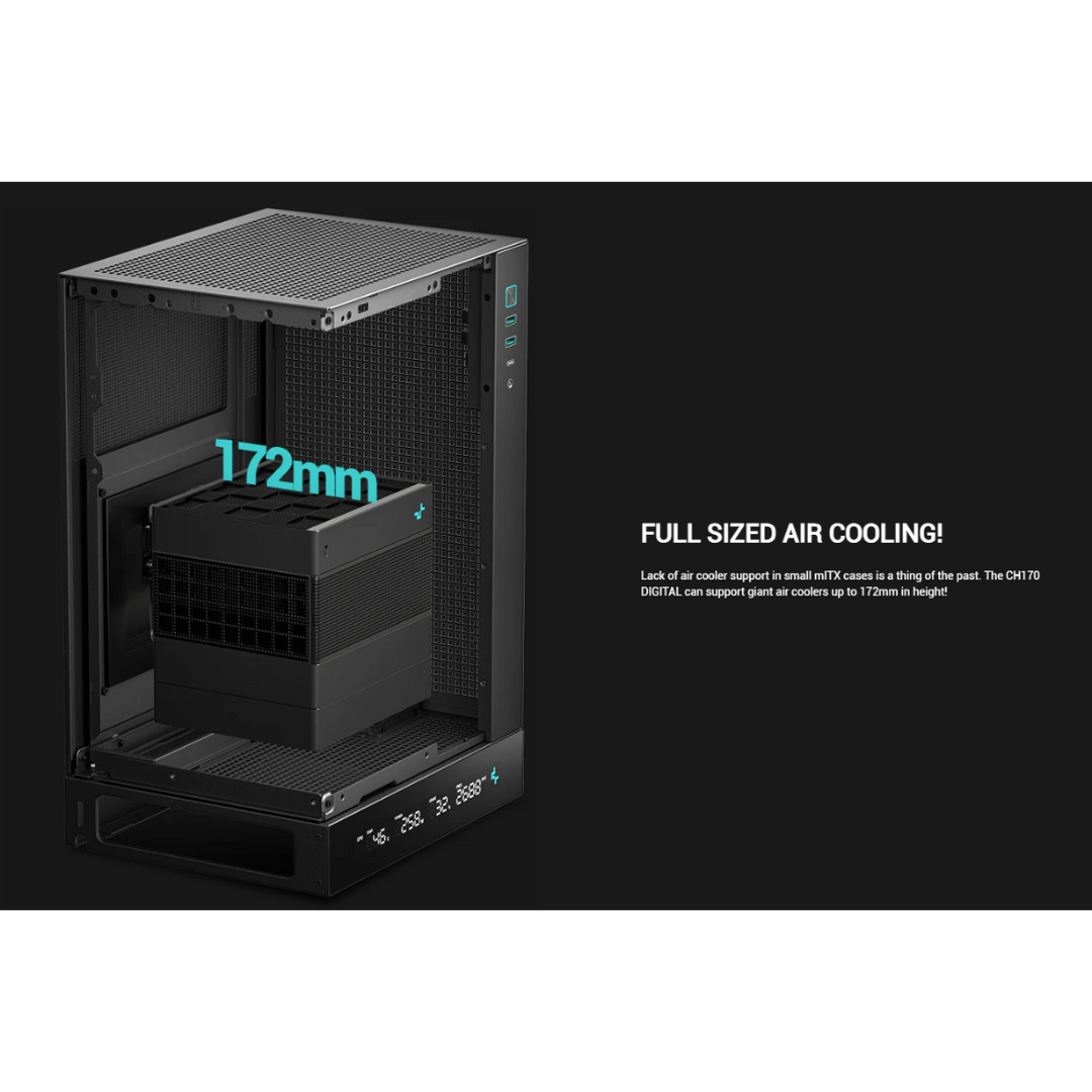Deepcool CH170 Digital Vertical Mini ITX Case ( Black R-CH170-BKNPI0D-G-1 / White R-CH170-WHNPI0D-G-1 )