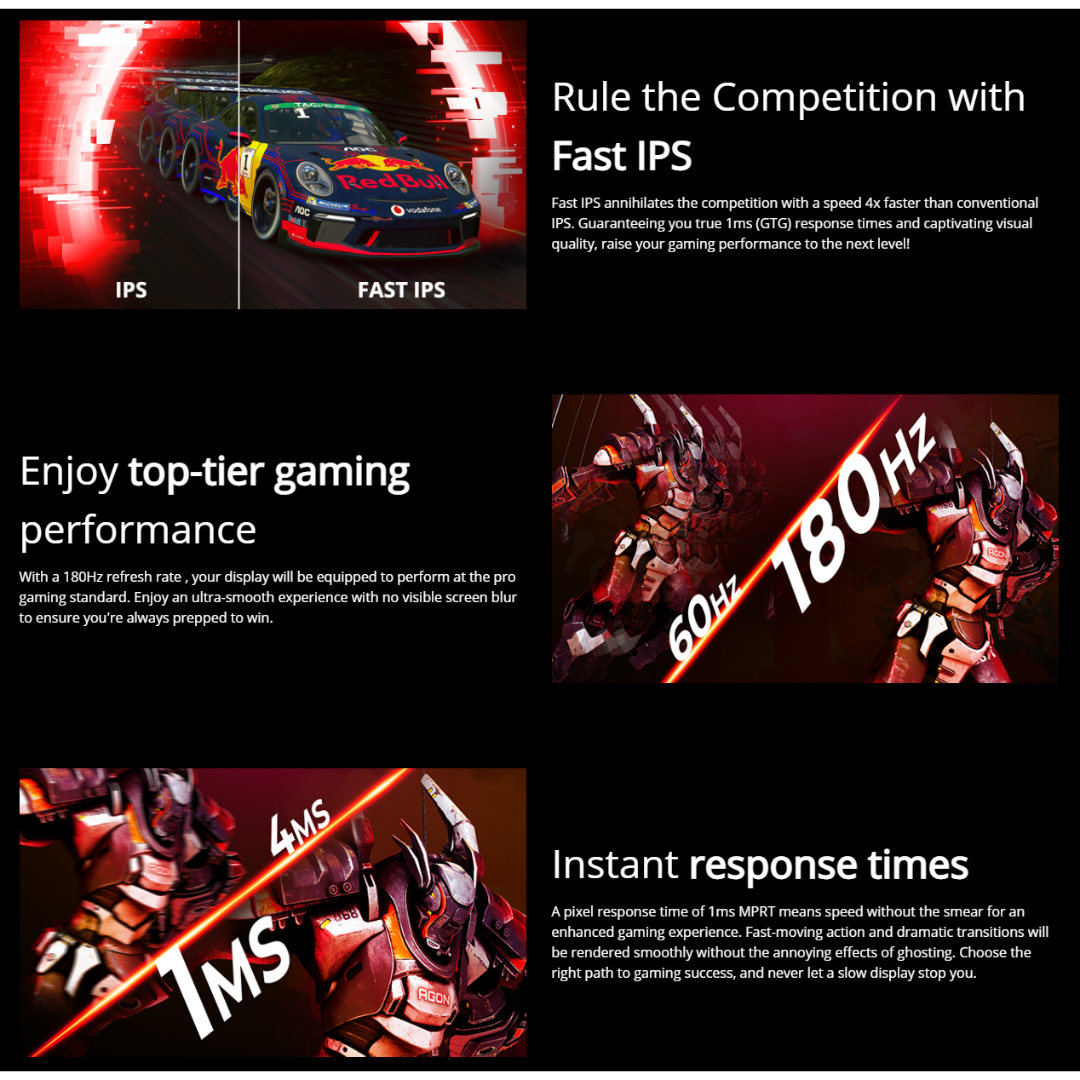 AOC 27G4 27" IPS 180Hz 1920×1080 1ms Adaptive Sync Pivot Gaming Monitor