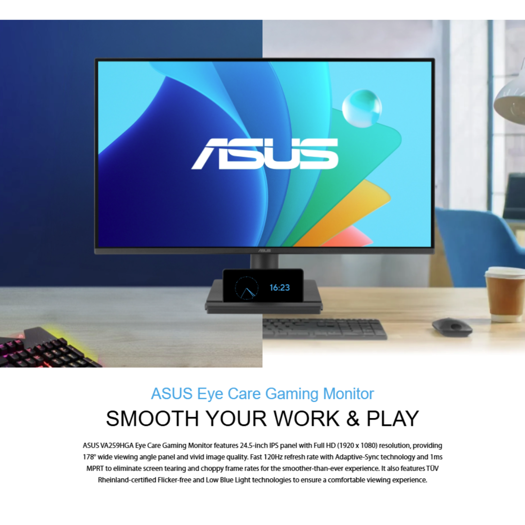 Asus VA259HGA 24.5" IPS 120Hz FHD 1080p Frameless 1ms MPRT Adaptive-Sync Eye Care Gaming Monitor