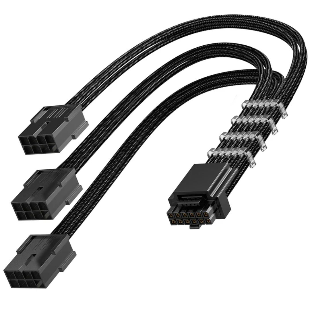 Asiahorse 12VHPWR PCIE 5.0 1-to-3 12+4/3*8PIN Cable Extension (Black/White)