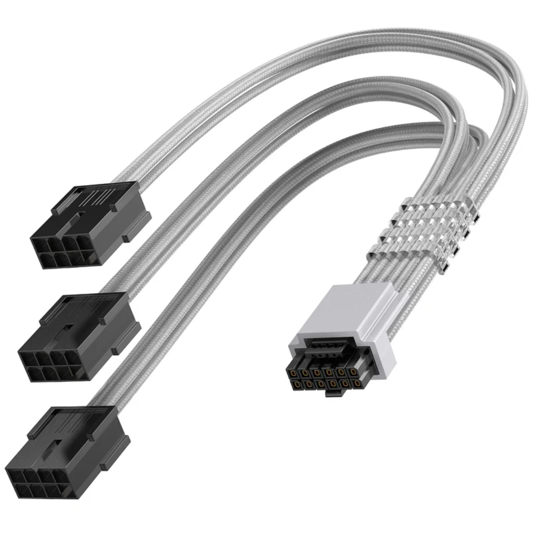 Asiahorse 12VHPWR PCIE 5.0 1-to-3 12+4/3*8PIN Cable Extension (Black/White)