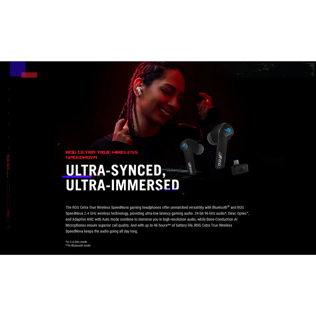 ASUS ROG Cetra True Wireless Speednova ANC In-Ear RGB Black Gaming Headphone