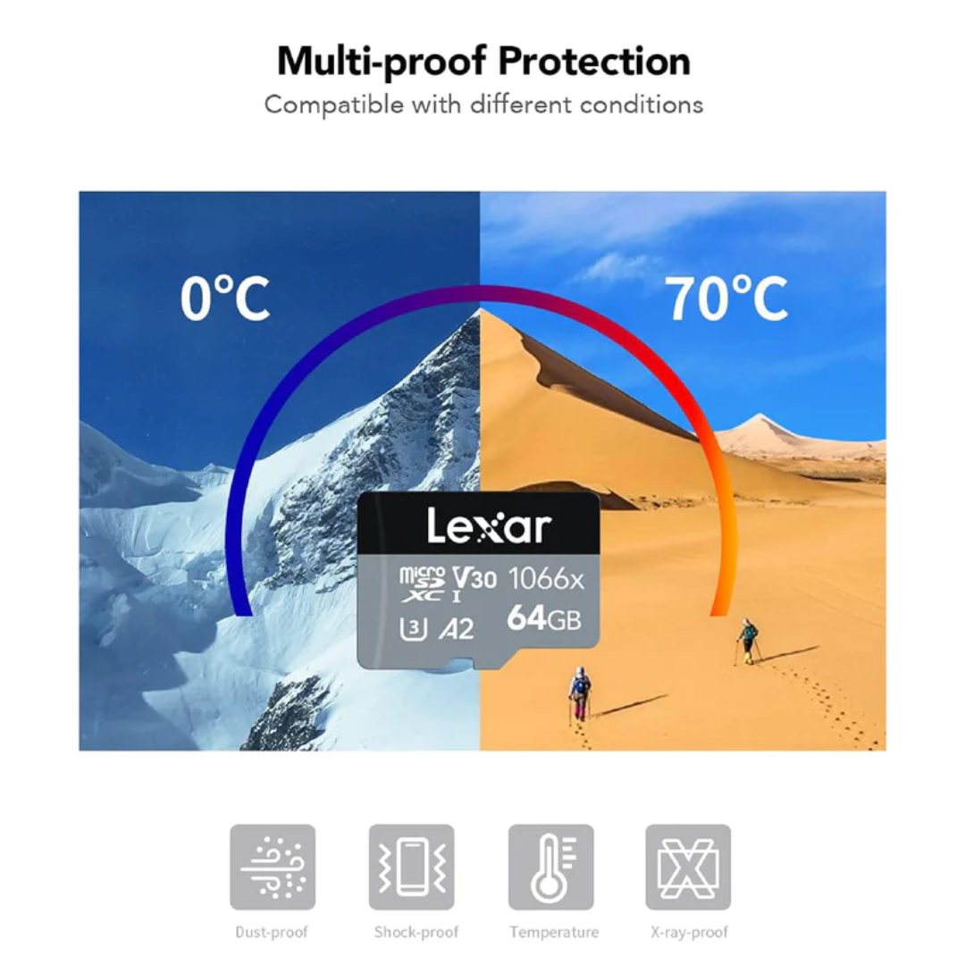 Lexar Professional 1066x SDXC 64GB CLASS10 Micro SD Card w/ Adapter LMS1066064G-BNANG