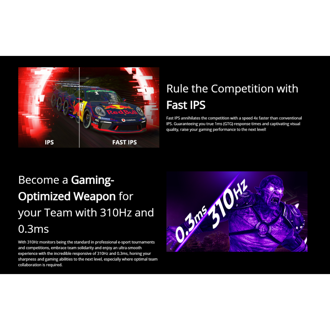 AOC CS25G 24" IPS 310Hz FHD 1920x1080 0.3Ms Nvidia G-Sync Gaming Monitor with Height / Tilt / Swivel / Pivot Adjustment (Black/Gold)