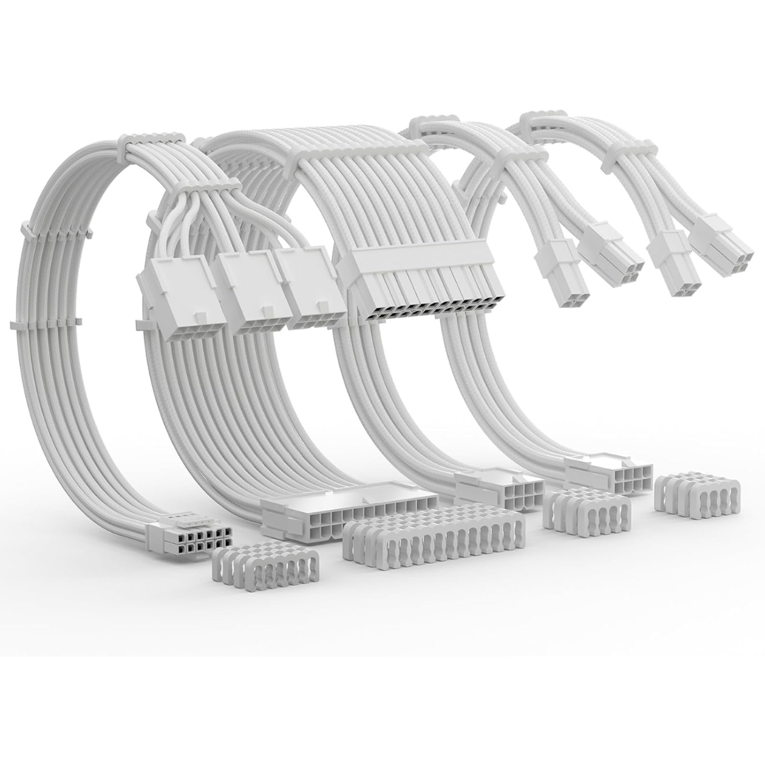 Asiahorse 12VHPWR PCIE 5.0 1-to-1 12+4/12+4PIN Cable Extension (Black/White)