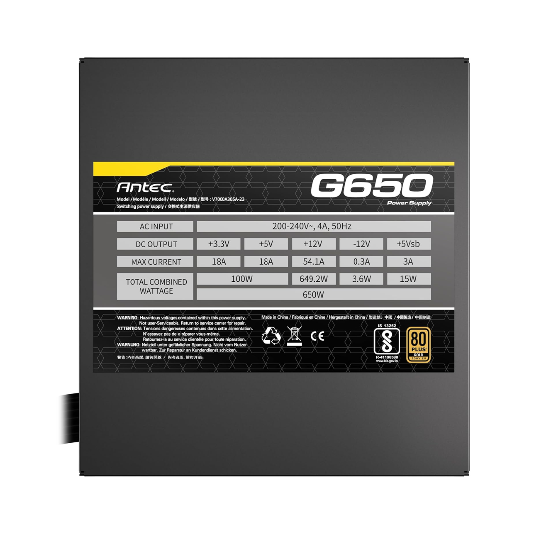 Antec G650 TH 650W 80+ GOLD Semi Modular Power Supply