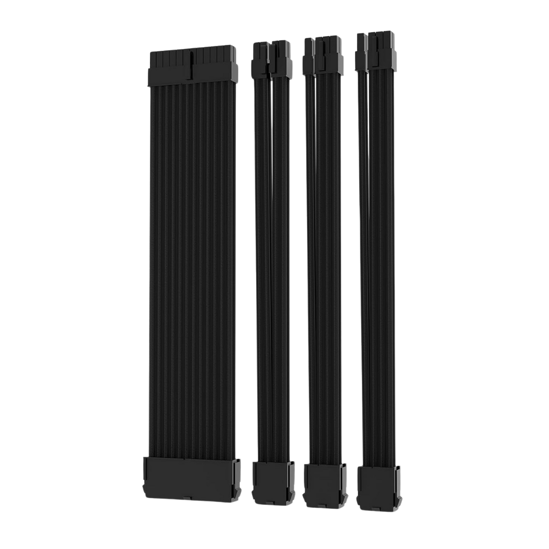 Asiahorse 4 Kit 18AWG PSU Sleeved Cable Extension Kit (Black/Snow White)