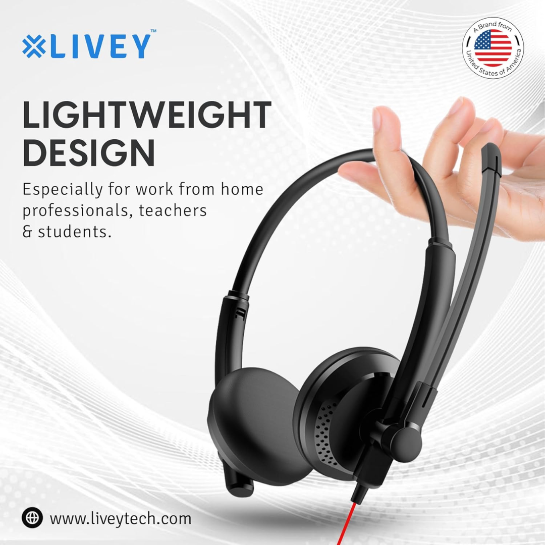 Livey LT-410DU USB Stereo Headset Black